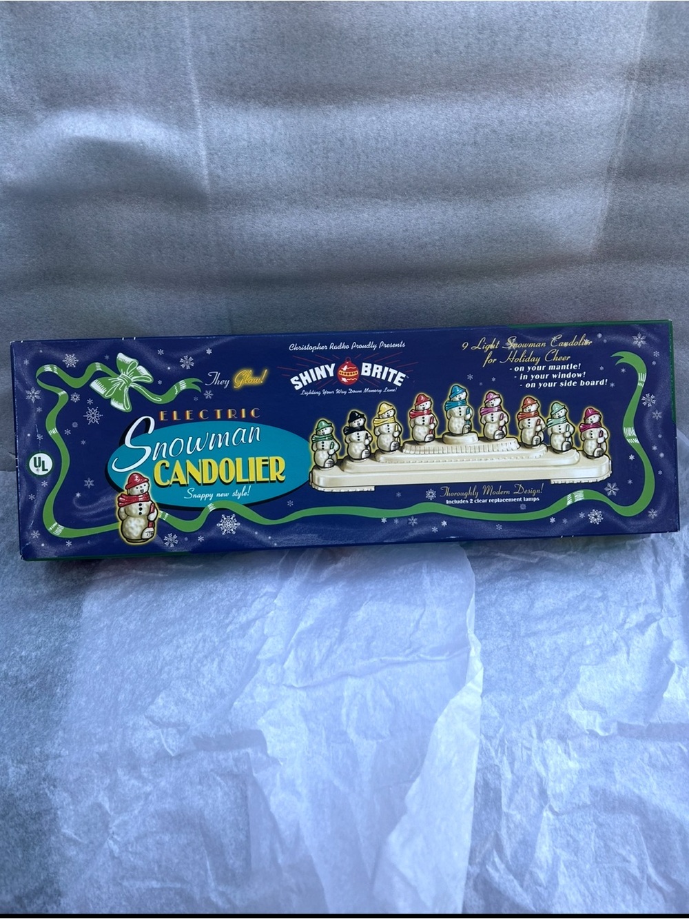 Shiny Brite Electric Snowman Candolier in White and Multicolor